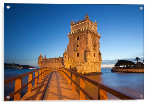 Belem Tower in Lisbon at Twilight Acrylic by Artur Bogacki
