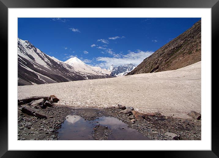 Snow in the Lahaul Valley, Himachal Pradesh, India Framed Mounted Print by Serena Bowles