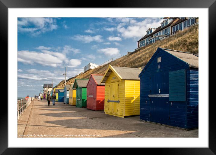Mundesley Beach huts Norfolk  Framed Mounted Print by Holly Burgess