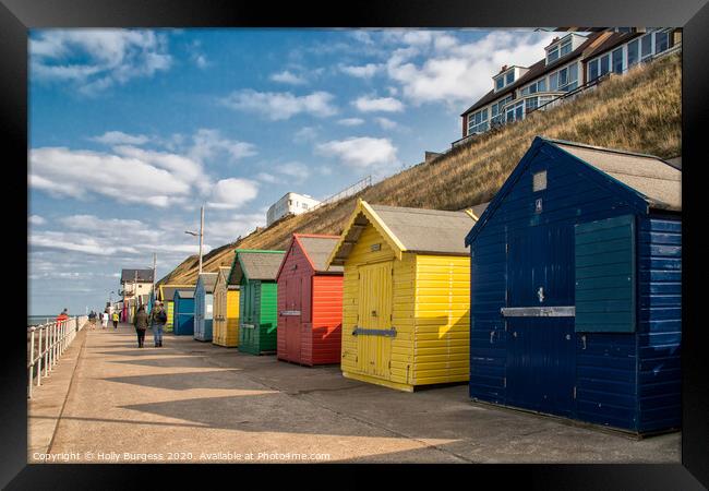 Mundesley Beach huts Norfolk  Framed Print by Holly Burgess