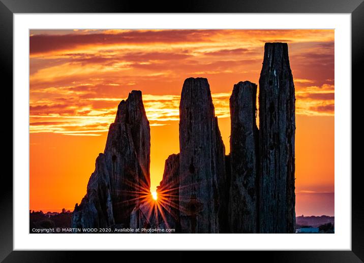 Sunset Sculpture Camber sands Framed Mounted Print by MARTIN WOOD