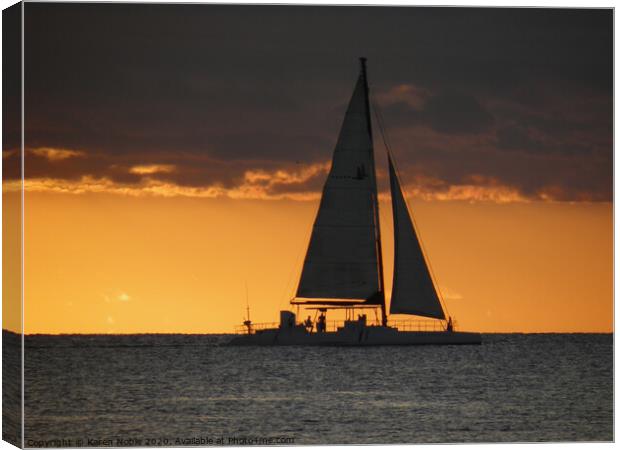 Sunset cruise in Bayahibe in Dominican Republic in Canvas Print by Karen Noble