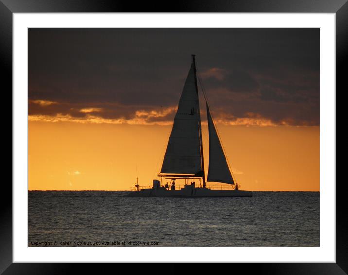 Sunset cruise in Bayahibe in Dominican Republic in Framed Mounted Print by Karen Noble