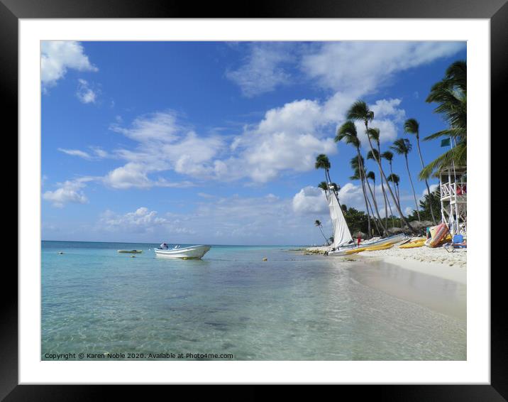 Tranquil beach in Bayahibe in Dominican Republic  Framed Mounted Print by Karen Noble