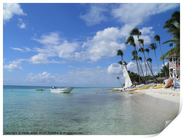 Tranquil beach in Bayahibe in Dominican Republic  Print by Karen Noble