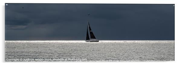 Sailing past the storm. Folkestone.  Acrylic by MARTIN WOOD