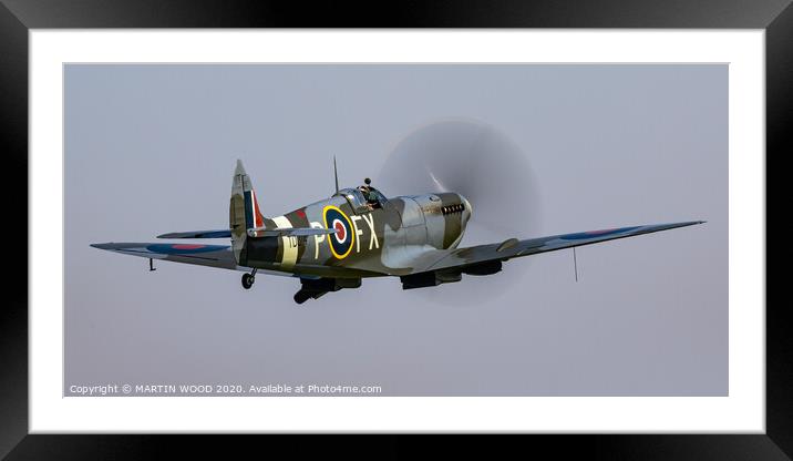 Spitfire TD314 Take-off Framed Mounted Print by MARTIN WOOD