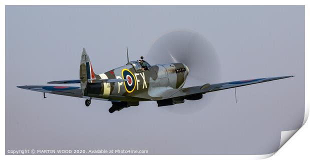Spitfire TD314 Take-off Print by MARTIN WOOD