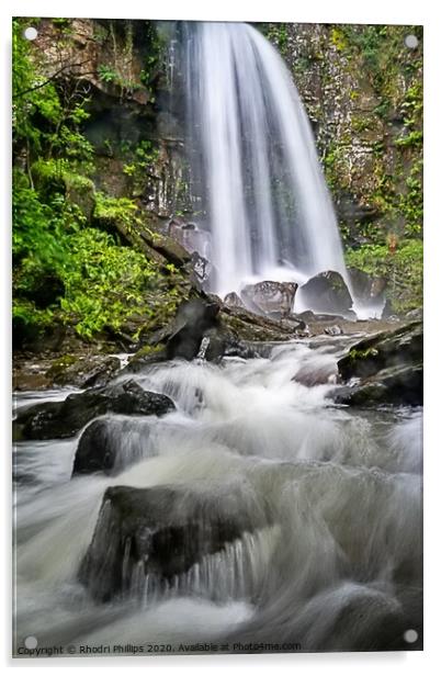MelinCwrt waterfall, Neath Acrylic by Rhodri Phillips