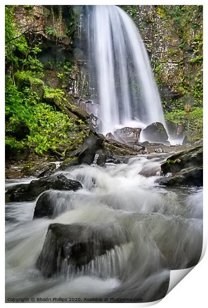 MelinCwrt waterfall, Neath Print by Rhodri Phillips