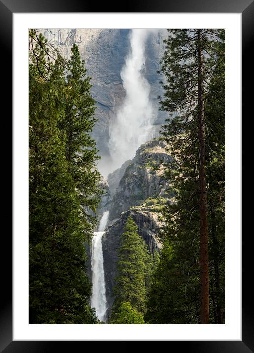 Yosemite waterfalls Framed Mounted Print by Sandra Kepkowska