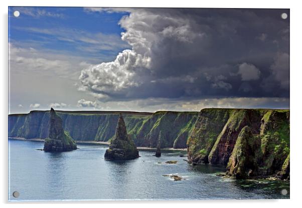 Rain Clouds over Duncansby Stacks, Scotland Acrylic by Arterra 