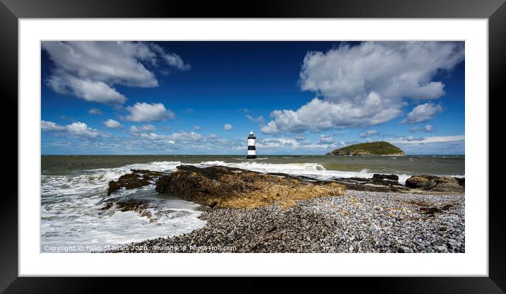Trwyn Du Lighthouse and Puffin Island, Penmon Poin Framed Mounted Print by Heidi Stewart