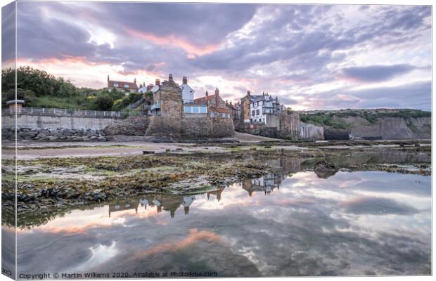 Sunset over Robin Hoods Bay, North Yorkshire Coast Canvas Print by Martin Williams