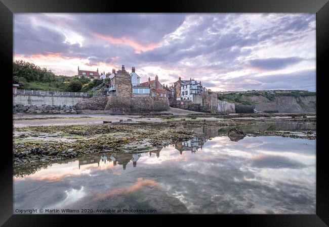 Sunset over Robin Hoods Bay, North Yorkshire Coast Framed Print by Martin Williams