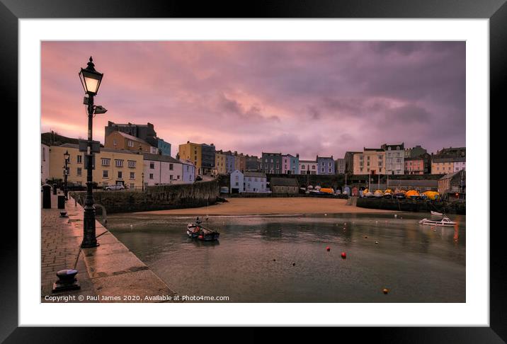 Tenby Harbour at dawn. Framed Mounted Print by Paul James