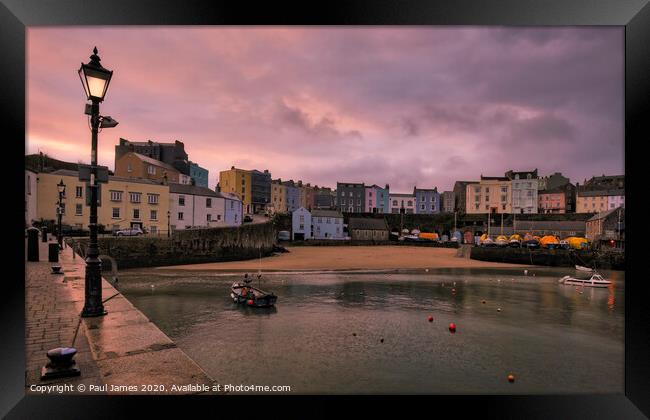 Tenby Harbour at dawn. Framed Print by Paul James