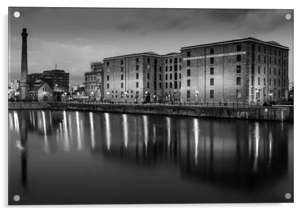 Albert Dock in monochrome Acrylic by Jason Wells