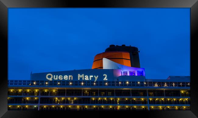 Queen Mary 2 at twilight Framed Print by Jason Wells