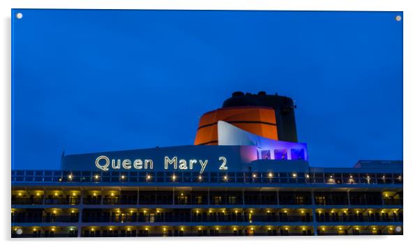 Queen Mary 2 at twilight Acrylic by Jason Wells
