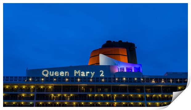Queen Mary 2 at twilight Print by Jason Wells