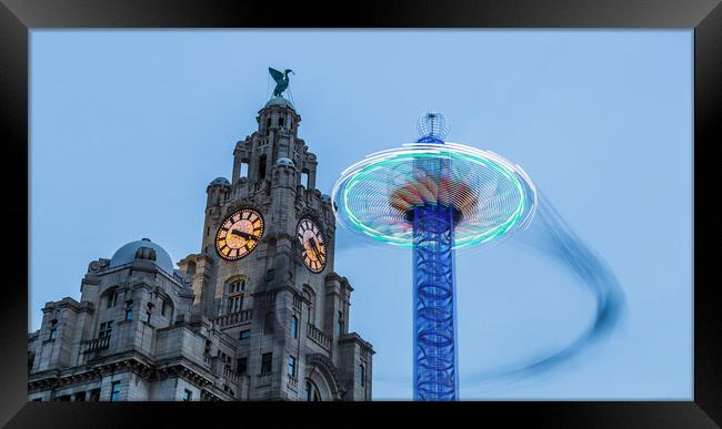 Spinning with the Liver Birds Framed Print by Jason Wells