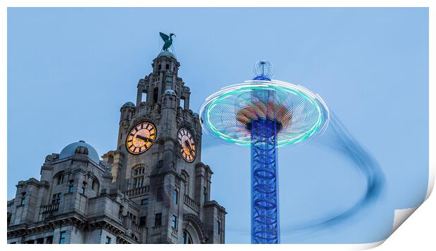 Spinning with the Liver Birds Print by Jason Wells