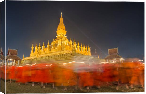 LAOS VIENTIANE PHA THAT LUANG FESTIVAL Canvas Print by urs flueeler