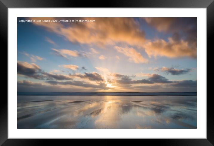 The setting sun at Woolacomve Framed Mounted Print by Bob Small