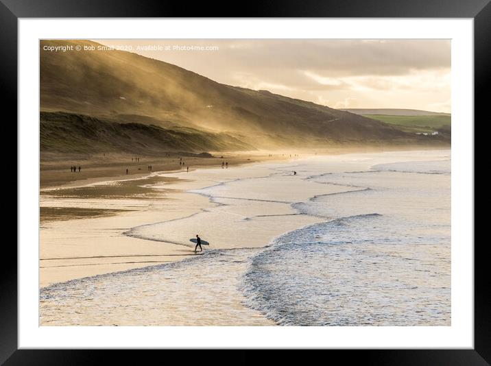 Heading home from the surf at Woolacombe Framed Mounted Print by Bob Small