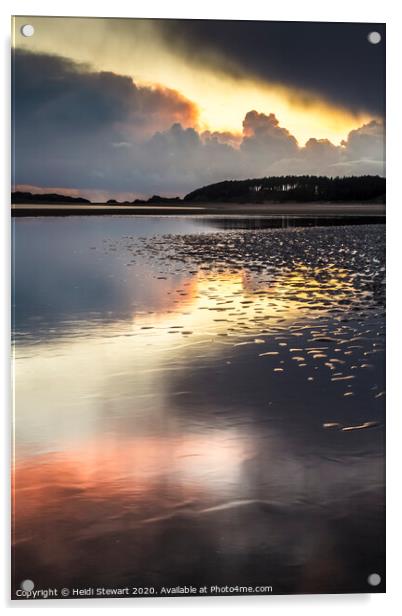 Newborough Beach Sunset Acrylic by Heidi Stewart
