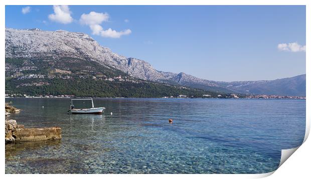 Fishing boat under Podgorje mountain Print by Jason Wells