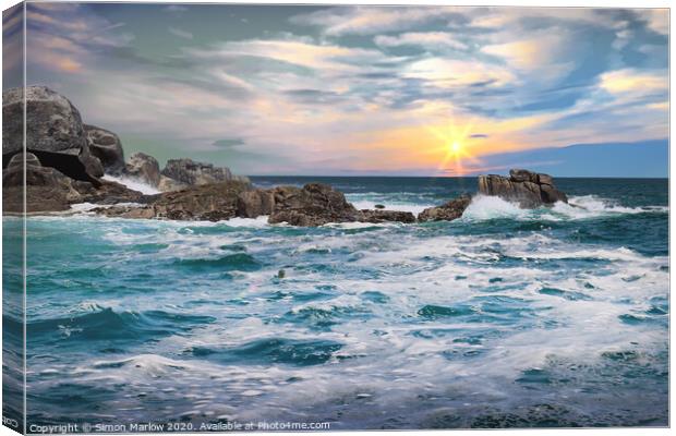 Rough Seas off St Mary's on the Isles of Scilly Canvas Print by Simon Marlow