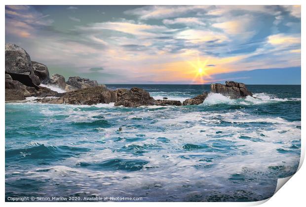 Rough Seas off St Mary's on the Isles of Scilly Print by Simon Marlow