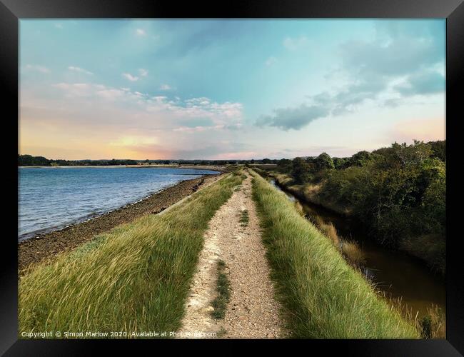 Nutbourne marshes and Cobnor Peninsula Framed Print by Simon Marlow