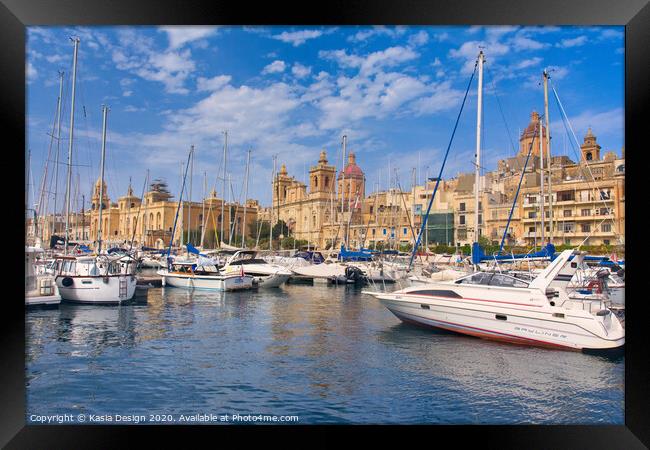 Malta: Vittoriosa Yachts and History Framed Print by Kasia Design