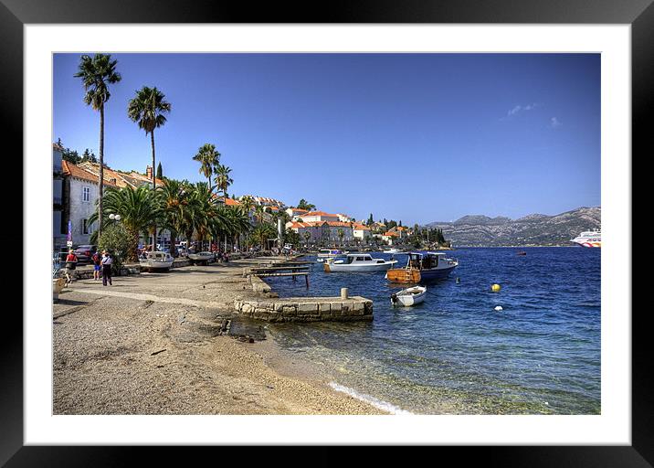 Korcula Waterfront Framed Mounted Print by Tom Gomez