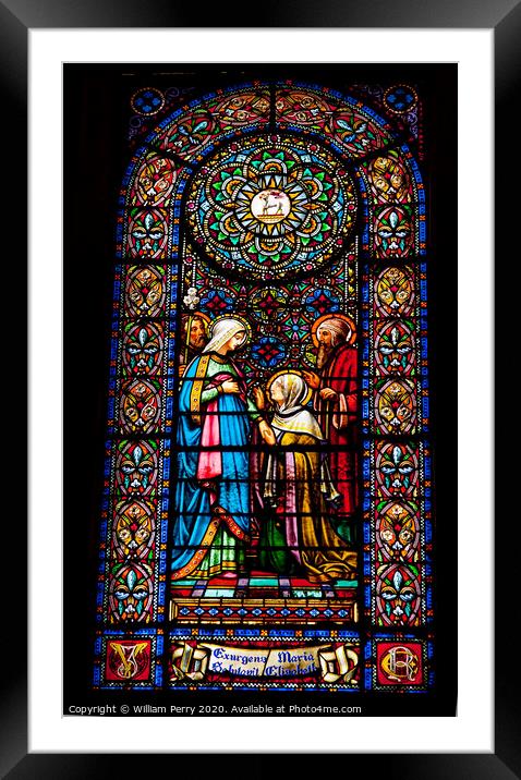 Stained Glass Mary Elizabeth Monastery Montserrat Catalonia Spain Framed Mounted Print by William Perry