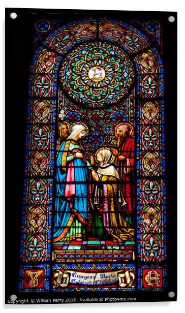 Stained Glass Mary Elizabeth Monastery Montserrat Catalonia Spain Acrylic by William Perry