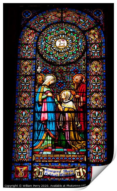 Stained Glass Mary Elizabeth Monastery Montserrat Catalonia Spain Print by William Perry