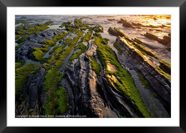 Parallel Schist Lines and Warm Light Framed Mounted Print by Angelo DeVal