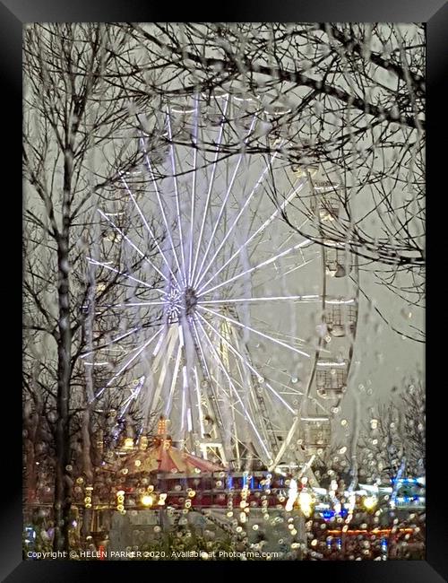 Festive Ferris Wheel and fairground fun throug the Framed Print by HELEN PARKER