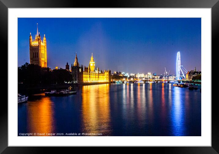 Thames by Night Framed Mounted Print by David Caspar