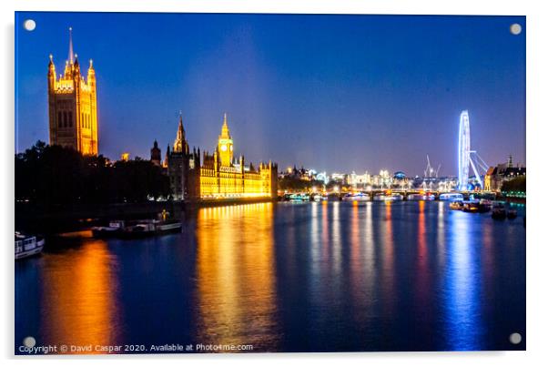 Thames by Night Acrylic by David Caspar