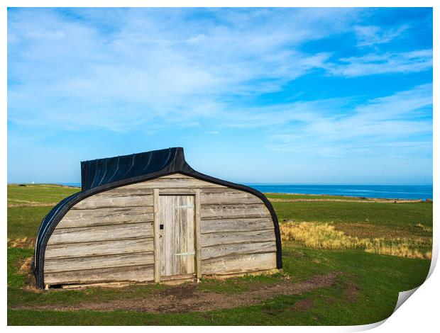 Lindisfarne Boat Shed. Print by Tommy Dickson