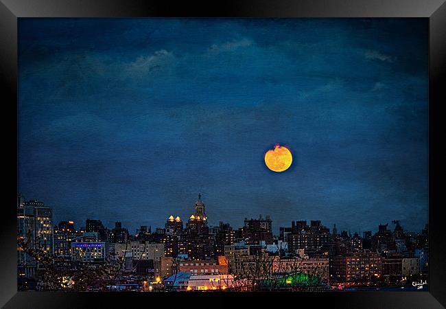 Manhattan Moonrise Framed Print by Chris Lord