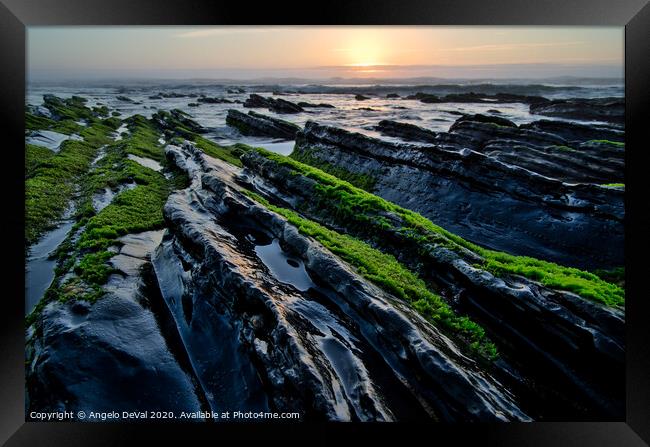 Beach Rocks at Sunset in Costa Vicentina Framed Print by Angelo DeVal