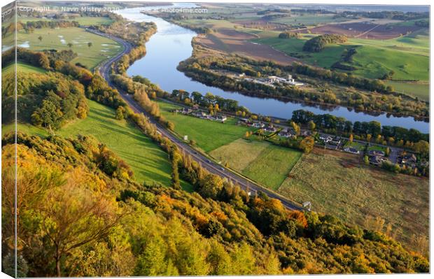 A view North from Kinnoull Hill, Perth, Scotland during Autumn Canvas Print by Navin Mistry
