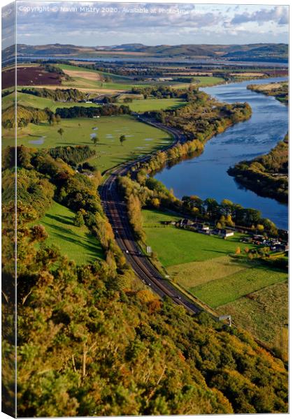 A view North from Kinnoull Hill, Perth, Scotland during Autumn Canvas Print by Navin Mistry