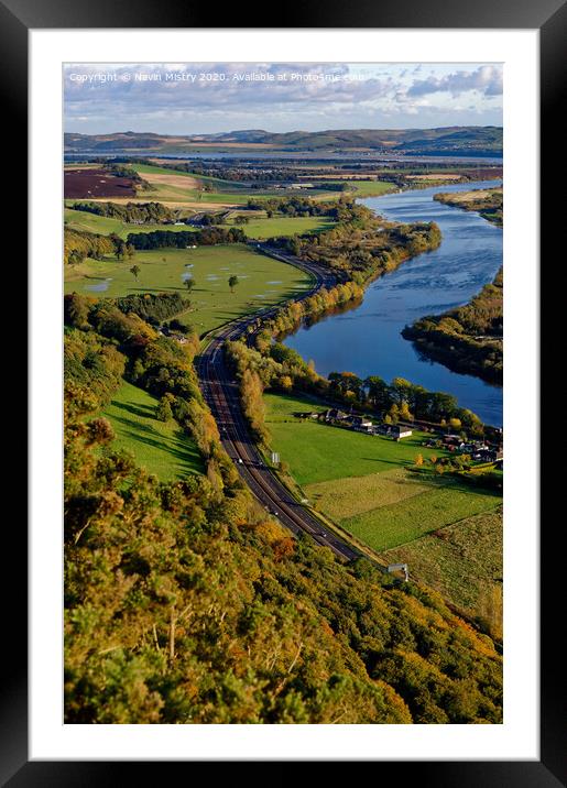 A view North from Kinnoull Hill, Perth, Scotland during Autumn Framed Mounted Print by Navin Mistry